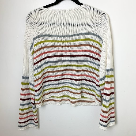 Lovestitch Beige Muted Rainbow Stripe Boxy Knit Sweater Small - Picture 6 of 7